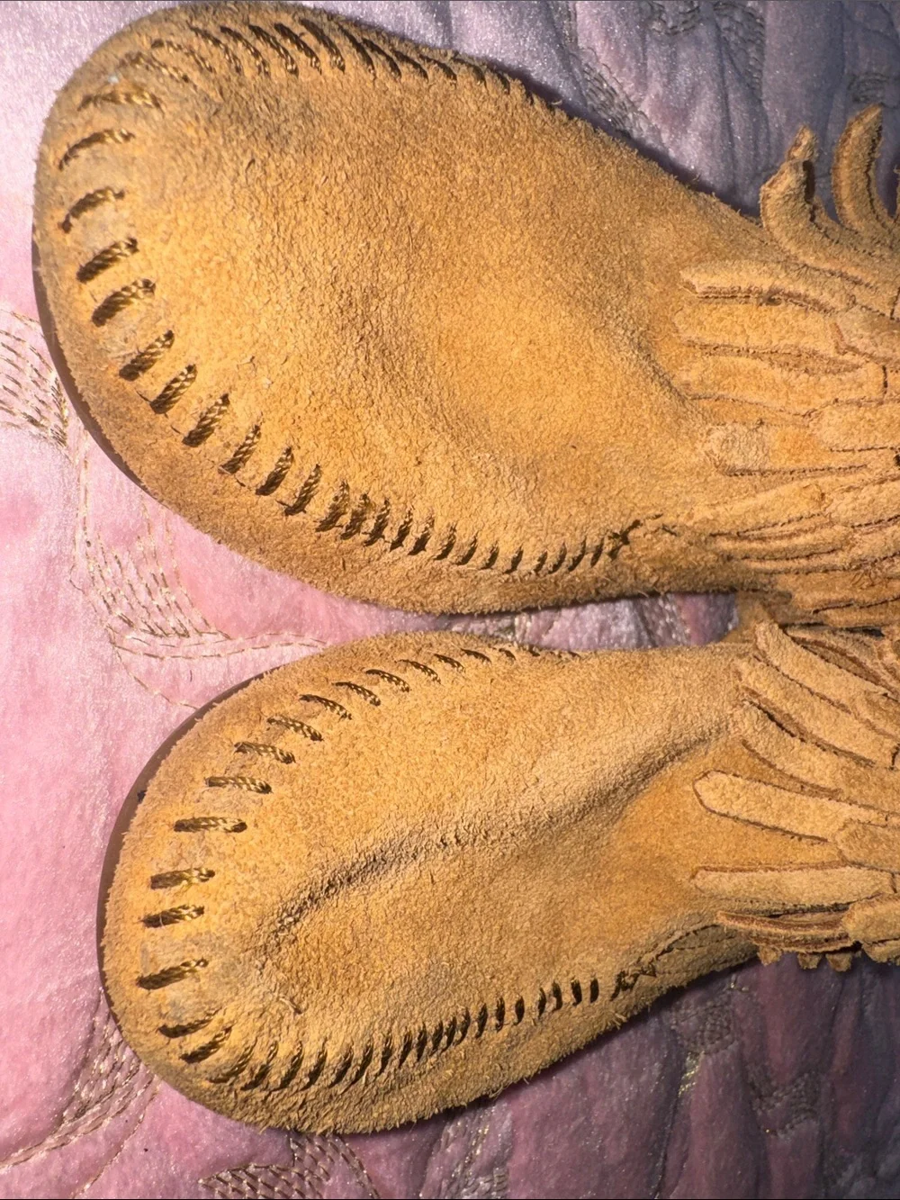 Minnetonka Kids Fringe Moccasin Boots - Tan